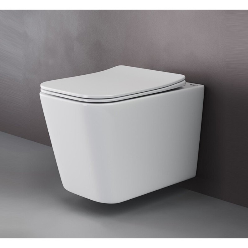 Подвесной безободковый унитаз Ceramicanova Cubic CN1806 Rimless, крышка микролифт, сантехфарфор