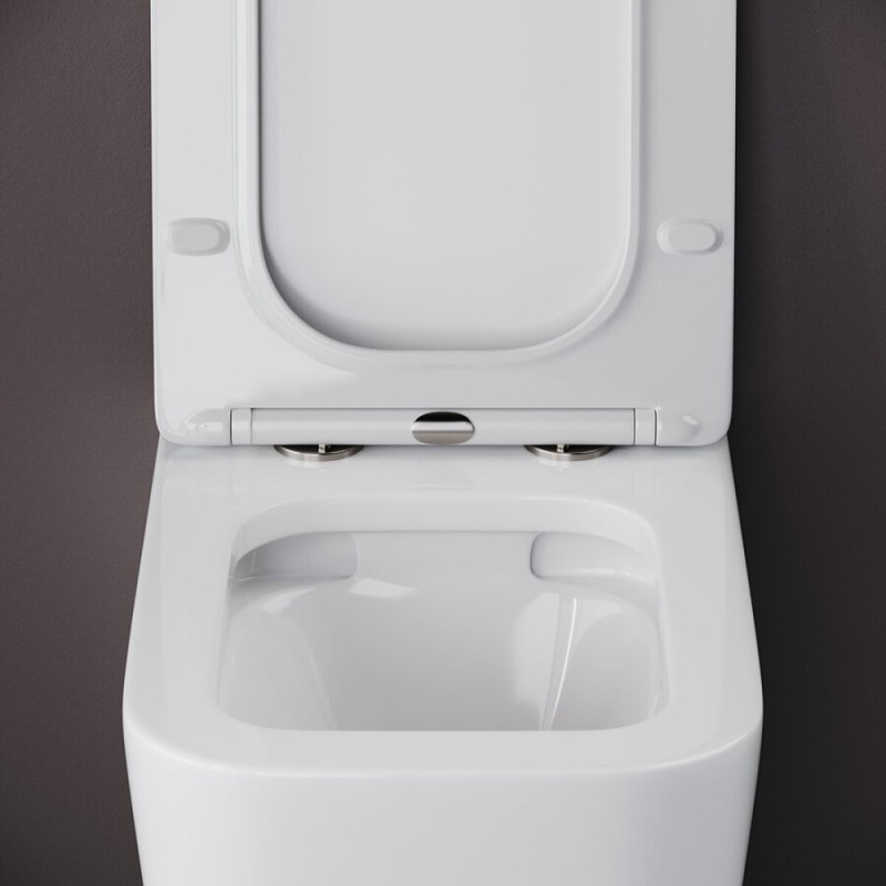 Подвесной безободковый унитаз Ceramicanova Cubic CN1806 Rimless, крышка микролифт, сантехфарфор