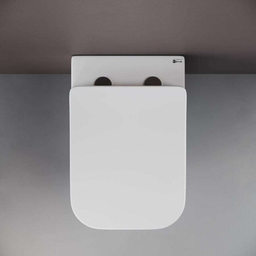 Подвесной безободковый унитаз Ceramicanova Cubic CN1806 Rimless, крышка микролифт, сантехфарфор