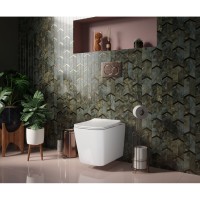 Подвесной безободковый унитаз Ceramicanova Cubic CN1806 Rimless, крышка микролифт, сантехфарфор
