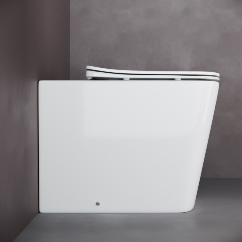 Приставной унитаз Ceramicanova Cubic Rimless CN1809, крышка с микролифтом, сантехфарфор