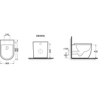 Приставной унитаз Ceramicanova Mia Rimless CN1810, безободковый, крышка с микролифтом, сантехфарфор