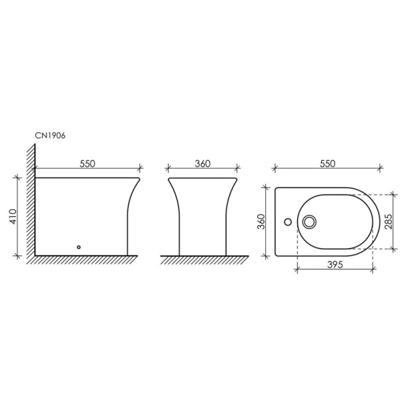Биде Ceramicanova Star CN1906 36 x 55 x 41 см, напольное, сантехфарфор