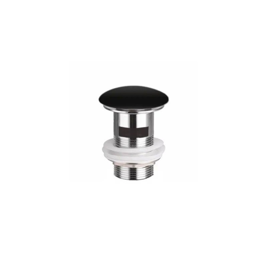 Донный клапан Ceramicanova CN2000MBx, для раковины с системой Click-Clack, с переливом, черный матовый