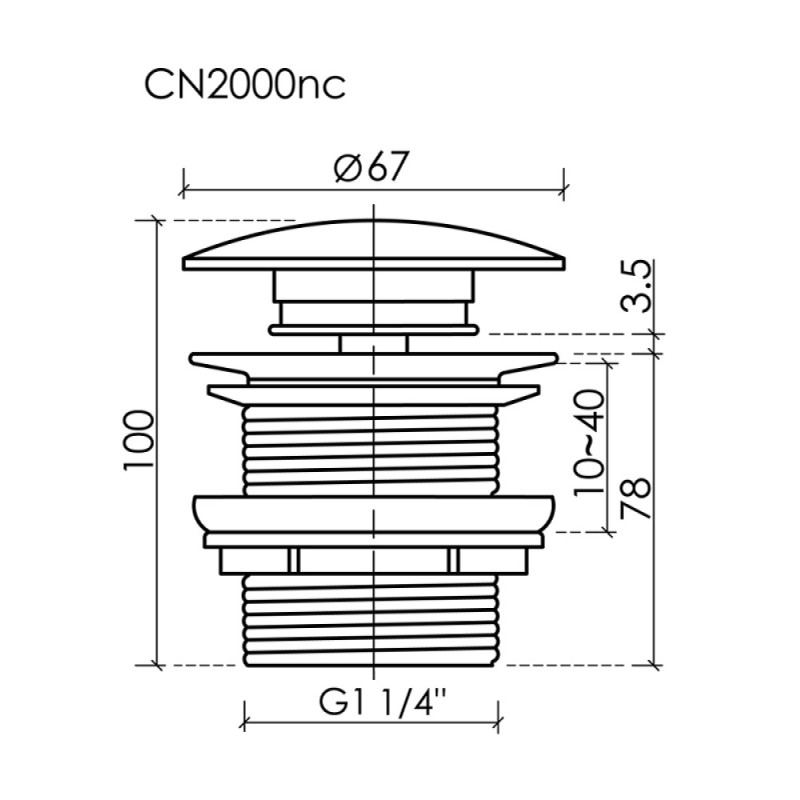 Донный клапан Ceramicanova CN2000nc, без перелива, белый