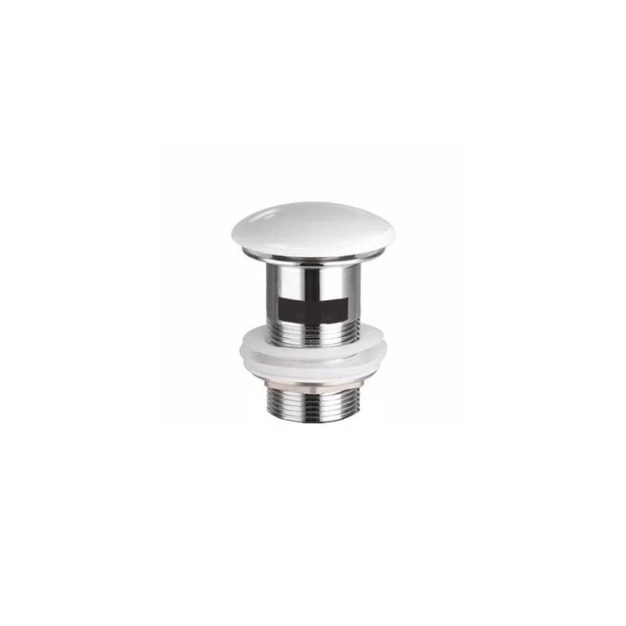 Донный клапан Ceramicanova CN2000x, с переливом, керамическая накладка, цвет белый