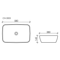 Раковина Ceramicanova Form CN2003 58 x 38 x 14.5 см, накладная, без перелива, сантехфарфор
