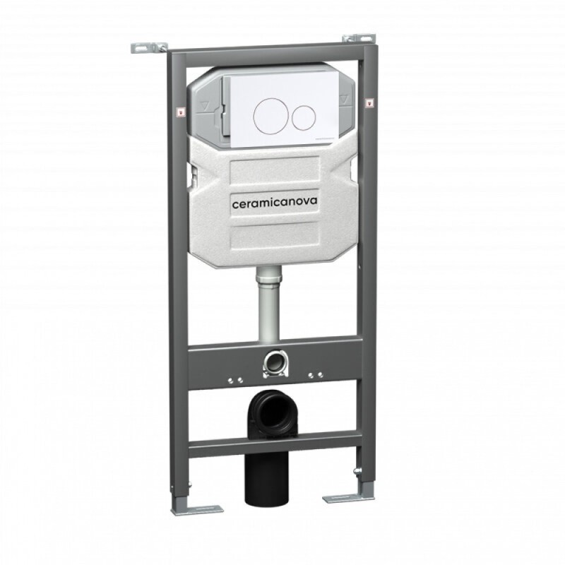 Инсталляция Ceramicanova Envision с унитазом Ceramicanova Play CN3001_1001W_1000 Rimless CN3001, крышка микролифт, клавиша Round белый матовый