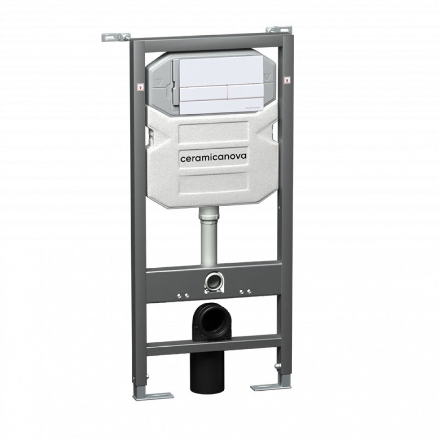 Инсталляция Ceramicanova Envision с унитазом Ceramicanova Play CN3001_1002W_1000 Rimless CN3001, крышка микролифт, клавиша Flat белый матовый