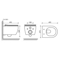Инсталляция Ceramicanova Balance CN3001_121002CH, с безободковым унитазом Play, сиденье микролифт, клавиша Square хром
