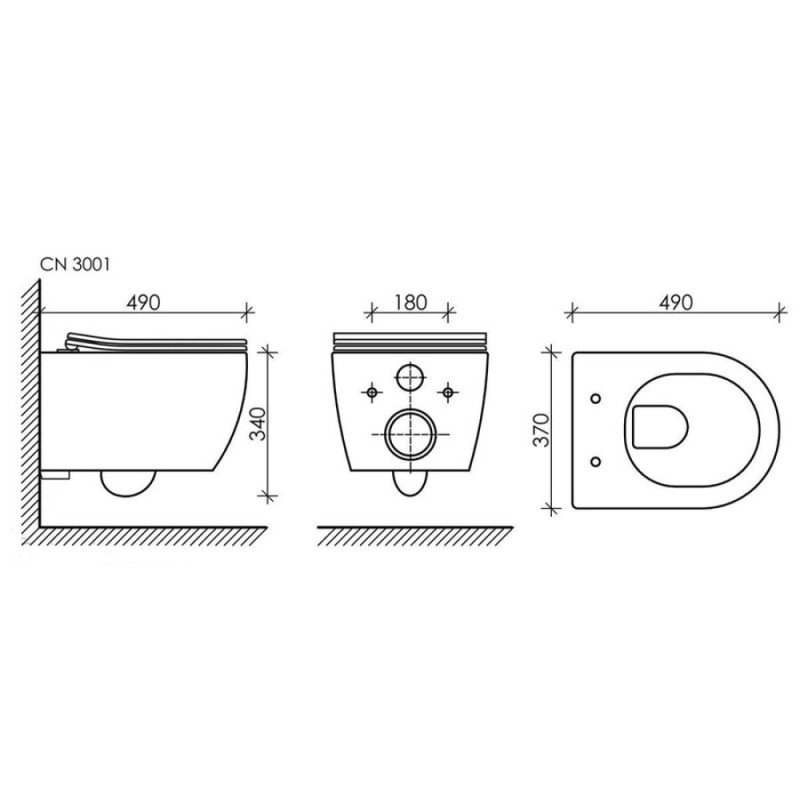 Инсталляция Ceramicanova Balance CN3001_121002CH, с безободковым унитазом Play, сиденье микролифт, клавиша Square хром