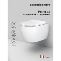 Подвесной безободковый унитаз Ceramicanova Play CN3001 Rimless, крышка микролифт, сантехфарфор