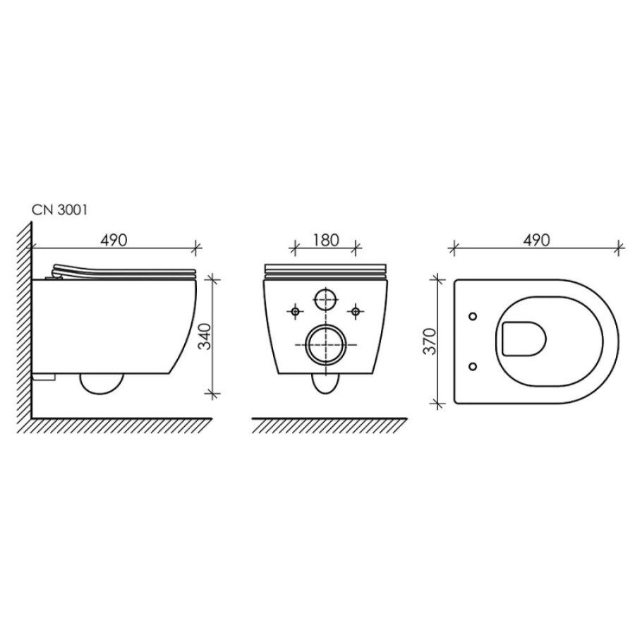Подвесной безободковый унитаз Ceramicanova Play CN3001MB Rimless, крышка микролифт, черный матовый, сантехфарфор