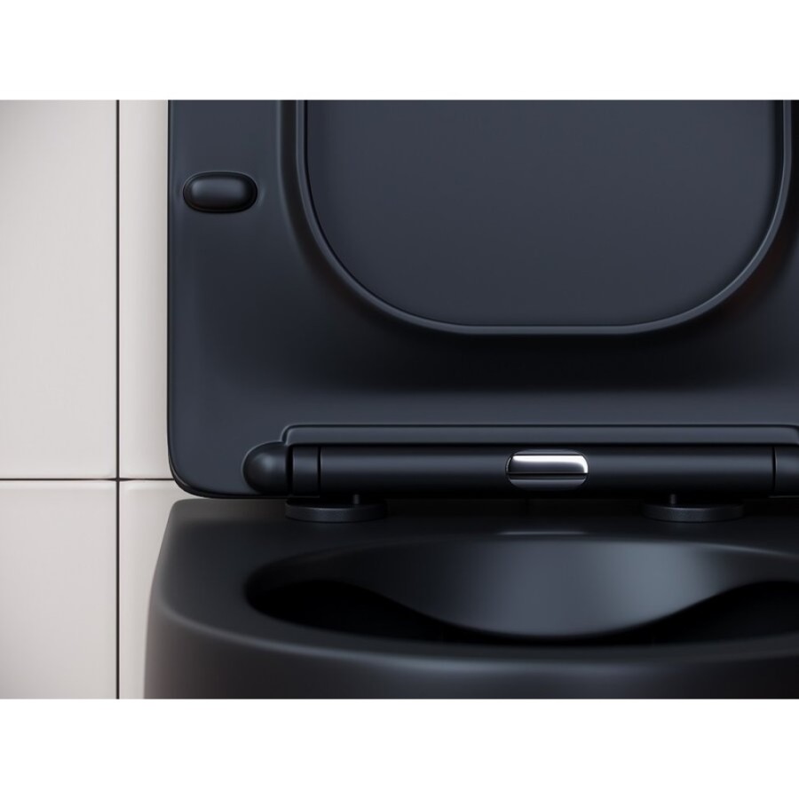 Подвесной безободковый унитаз Ceramicanova Play CN3001MB Rimless, крышка микролифт, черный матовый, сантехфарфор