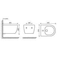 Биде Ceramicanova Play 37 x 49 x 30 см, подвесное, цвет черный матовый, CN3002MB, сантехфарфор