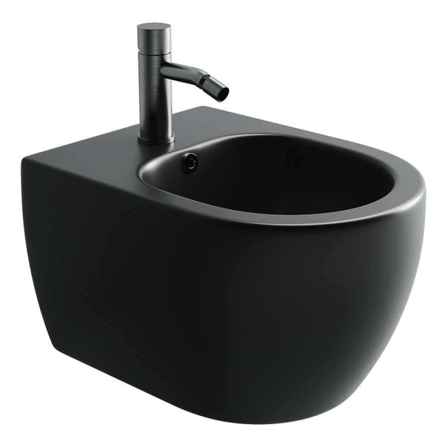 Биде Ceramicanova Play 37 x 49 x 30 см, подвесное, цвет черный матовый, CN3002MB, сантехфарфор