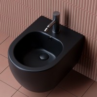 Биде Ceramicanova Play 37 x 49 x 30 см, подвесное, цвет черный матовый, CN3002MB, сантехфарфор