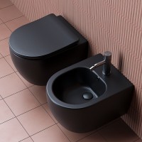 Биде Ceramicanova Play 37 x 49 x 30 см, подвесное, цвет черный матовый, CN3002MB, сантехфарфор