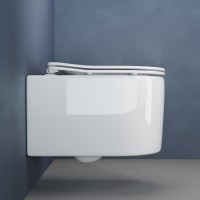 Подвесной безободковый унитаз Ceramicanova Moments CN3003 Rimless, крышка микролифт, сантехфарфор