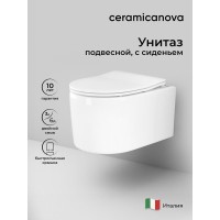 Подвесной безободковый унитаз Ceramicanova Moments CN3003 Rimless, крышка микролифт, сантехфарфор