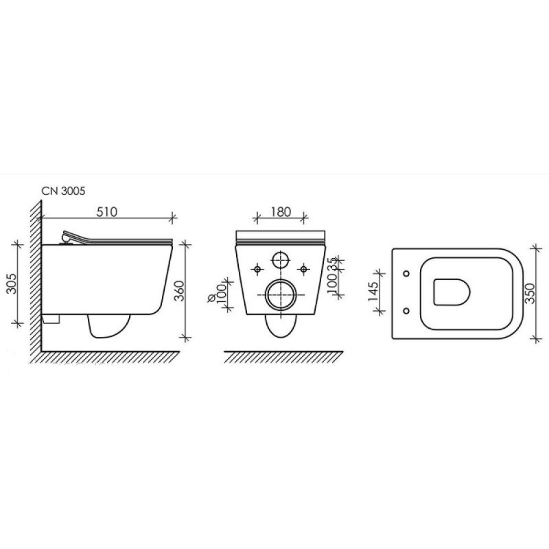 Инсталляция Ceramicanova Balance CN3005_121001MB, с безободковым унитазом New Day, сиденье микролифт, клавиша Circle черная матовая