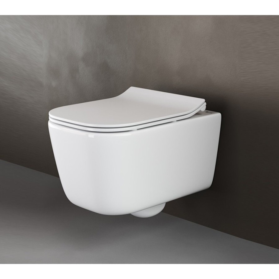 Подвесной унитаз Ceramicanova New Day Rimless CN3005 35 x 51 x 36 см безободковый, с сиденьем Soft Close, сантехфарфор