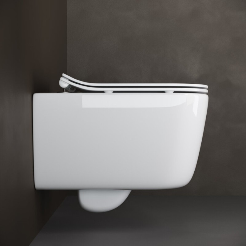 Подвесной унитаз Ceramicanova New Day Rimless CN3005 35 x 51 x 36 см безободковый, с сиденьем Soft Close, сантехфарфор