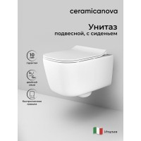 Подвесной унитаз Ceramicanova New Day Rimless CN3005 35 x 51 x 36 см безободковый, с сиденьем Soft Close, сантехфарфор