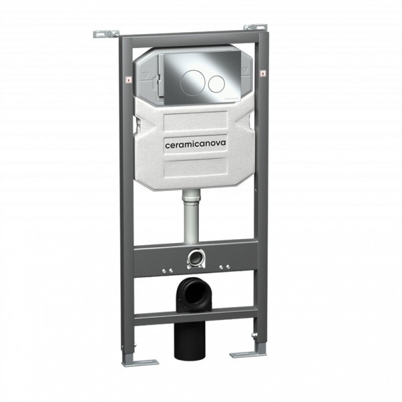 Инсталляция Ceramicanova Envision с унитазом Ceramicanova Metric CN3007_1001CH_1000 Rimless CN3007, крышка микролифт, клавиша Round хром глянцевый