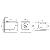 Сет 4 в 1: инсталляция Ceramicanova Envision с подвесным унитазом Metric CN3007_1001M_1000 Rimless CN3007, сантехфарфор, шумоизоляция, кнопка смыва Round хром матовый