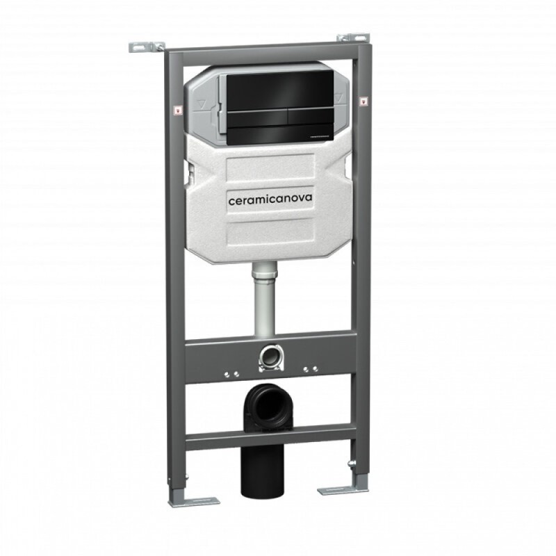 Инсталляция Ceramicanova Envision с унитазом Ceramicanova Metric CN3007_1002B_1000 Rimless CN3007, крышка микролифт, клавиша Flat черный матовый