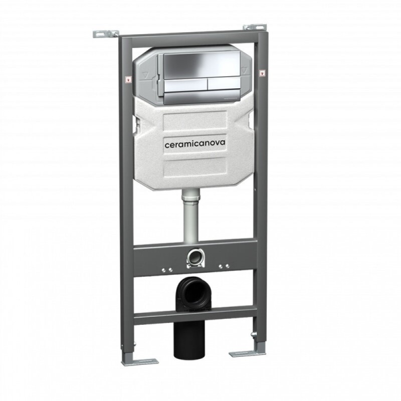 Инсталляция Ceramicanova Envision с унитазом Ceramicanova Metric CN3007_1002CH_1000 Rimless CN3007, крышка микролифт, сантехфарфор, клавиша Flat хром глянцевый