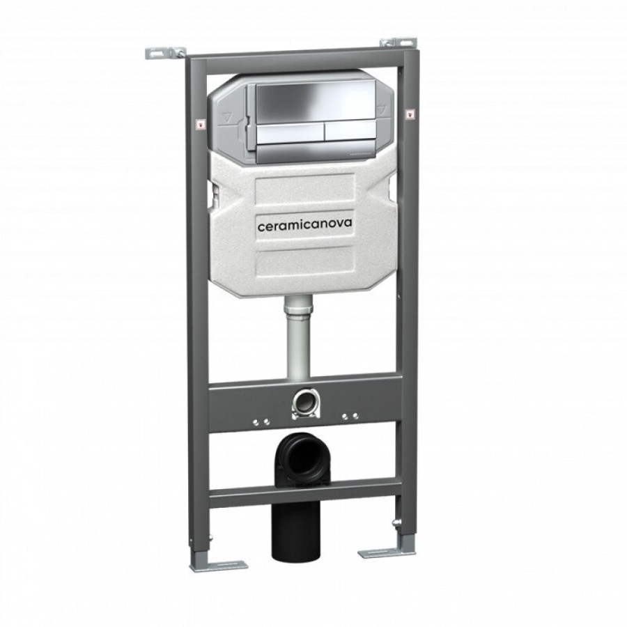 Инсталляция Ceramicanova Envision с унитазом Ceramicanova Metric CN3007_1002CH_1000 Rimless CN3007, крышка микролифт, сантехфарфор, клавиша Flat хром глянцевый