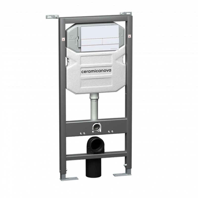 Инсталляция Ceramicanova Envision с унитазом Ceramicanova Metric CN3007_1002W_1000 Rimless CN3007, крышка микролифт, клавиша Flat белый матовый