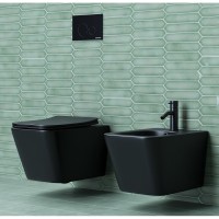 Подвесной безободковый унитаз Ceramicanova Metric CN3007MB Rimless, крышка микролифт, черный матовый