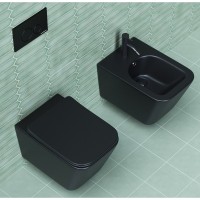 Подвесной безободковый унитаз Ceramicanova Metric CN3007MB Rimless, крышка микролифт, черный матовый