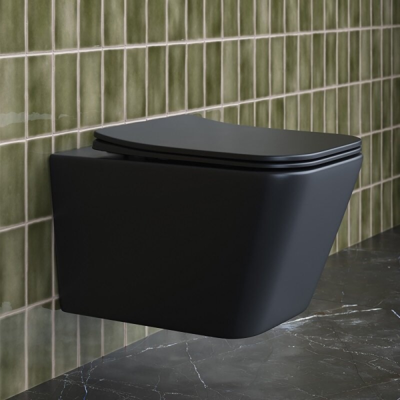Подвесной безободковый унитаз Ceramicanova Metric CN3007MB Rimless, крышка микролифт, черный матовый