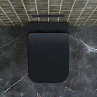 Подвесной безободковый унитаз Ceramicanova Metric CN3007MB Rimless, крышка микролифт, черный матовый