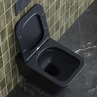 Подвесной безободковый унитаз Ceramicanova Metric CN3007MB Rimless, крышка микролифт, черный матовый