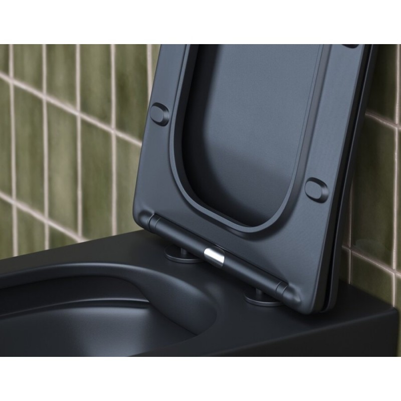 Подвесной безободковый унитаз Ceramicanova Metric CN3007MB Rimless, крышка микролифт, черный матовый