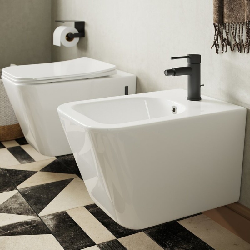 Биде Ceramicanova Metric CN3008 подвесное, 1 отверстие под смеситель, белый, сантехфарфор