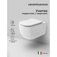 Подвесной унитаз Ceramicanova Noel CN3013 Rimless, безободковый, крышка микролифт, белый, сантехфарфор