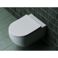 Подвесной унитаз Ceramicanova Long Rimless, безободковый, крышка микролифт, белый, CN3015