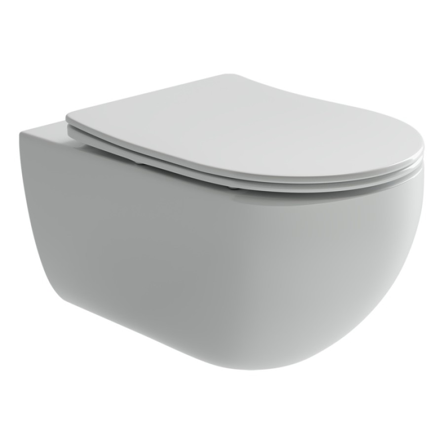 Подвесной унитаз Ceramicanova Long Rimless, безободковый, крышка микролифт, белый, CN3015