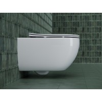 Подвесной унитаз Ceramicanova Long Rimless, безободковый, крышка микролифт, белый, CN3015