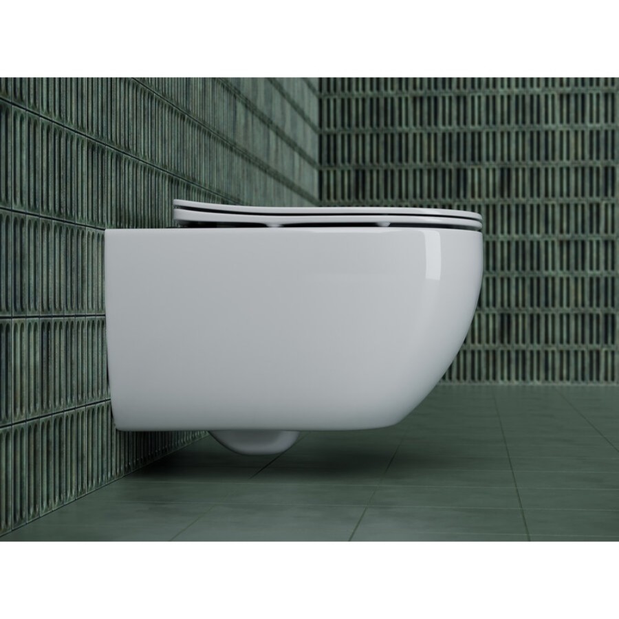 Подвесной унитаз Ceramicanova Long Rimless, безободковый, крышка микролифт, белый, CN3015