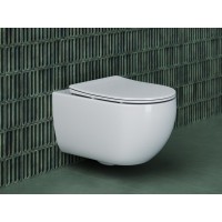 Подвесной унитаз Ceramicanova Long Rimless, безободковый, крышка микролифт, белый, CN3015