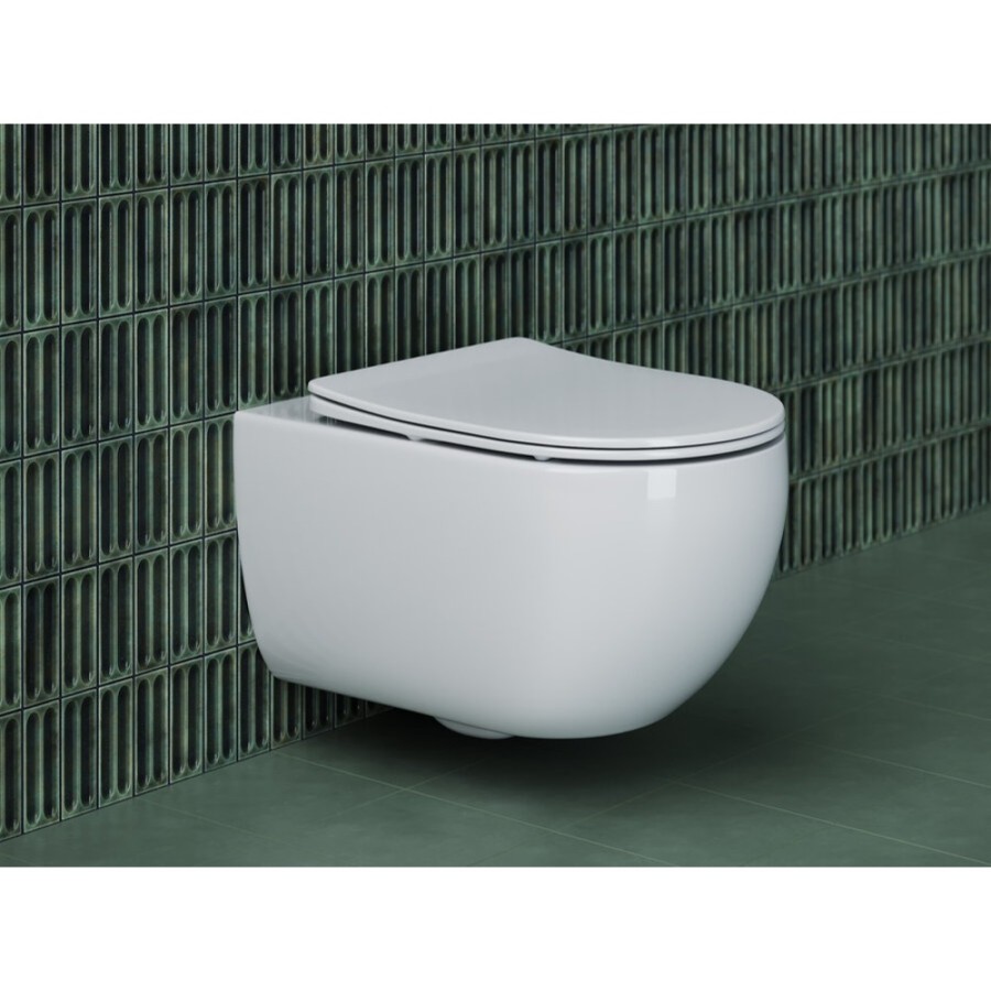 Подвесной унитаз Ceramicanova Long Rimless, безободковый, крышка микролифт, белый, CN3015