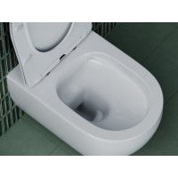 Подвесной унитаз Ceramicanova Long Rimless, безободковый, крышка микролифт, белый, CN3015