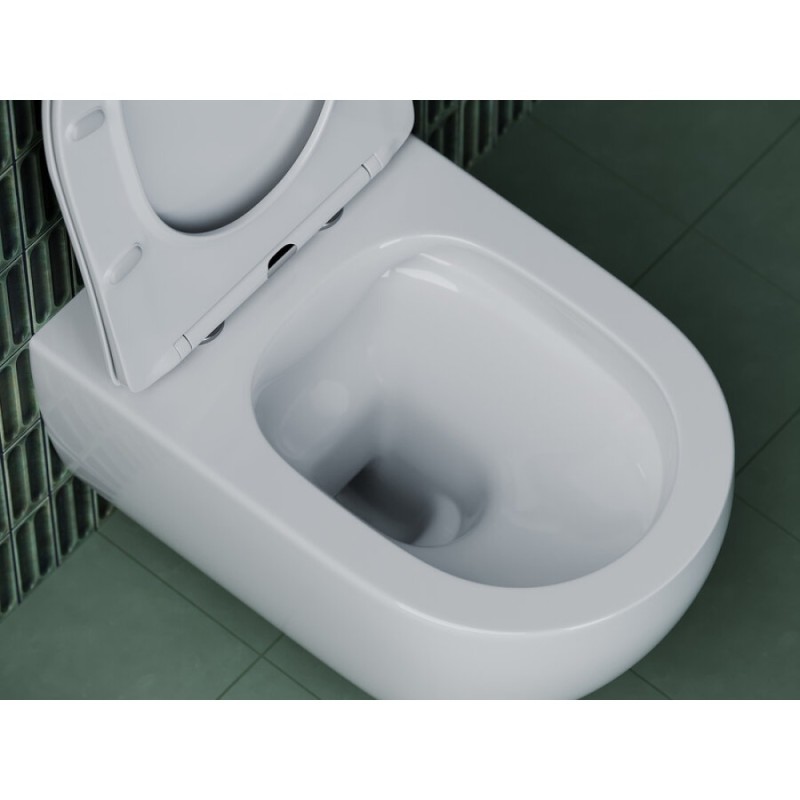 Подвесной унитаз Ceramicanova Long Rimless, безободковый, крышка микролифт, белый, CN3015